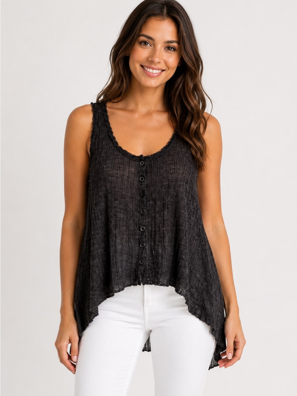NWT Millau Black Woven Knit Tank Top Size Small